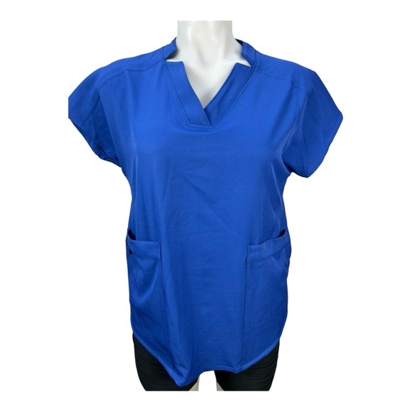 Climate Right Cuddl Duds Women’s Woven Twill Scrub Top V-neck  Blue XS - Picture 7 of 8